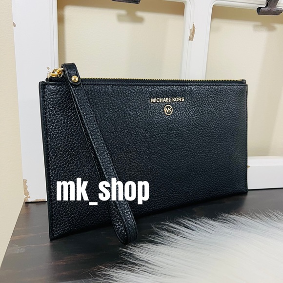 Michael Kors Jet Set Charm Large Zip Clutch Wristlet Black - Picture 2 of 11